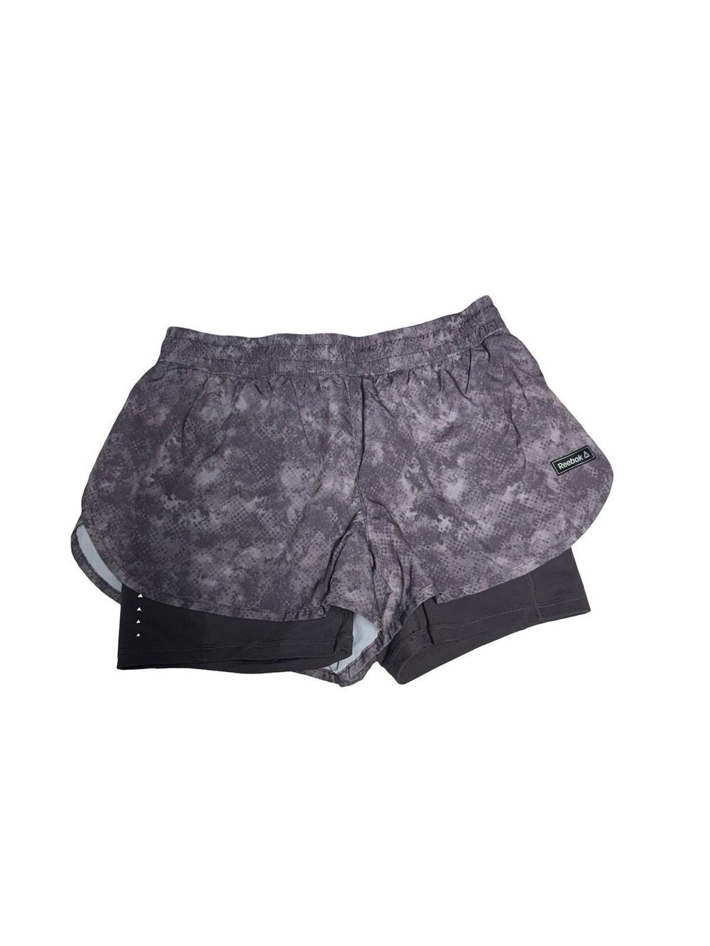 Reebok Women’s Gray 2 In 1 Running Athletic Shorts Size Medium Lined Performance